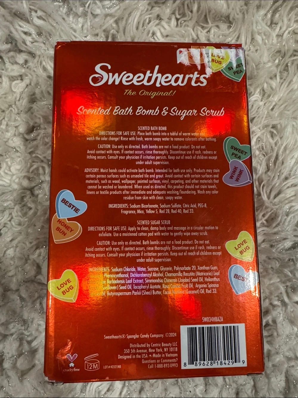 Sweethearts Strawberry Scented Bath Bomb & Sugar Scrub - Pink Heart 